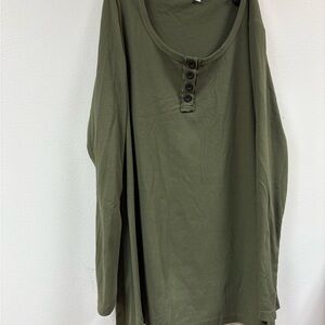 Olive Green Button-Up Women's Top